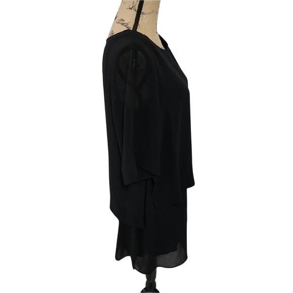 Chico's‎ black cold shoulder layered tunic size 1 medium - Picture 2 of 6